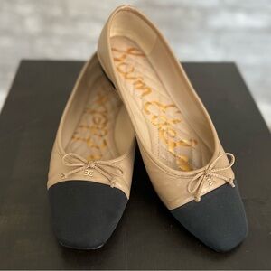 Sam Edelman Black Beige Cap Toe Ballet Flats Size 8